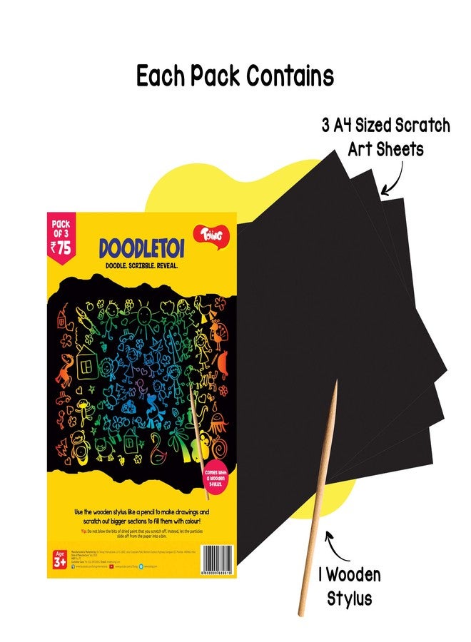 Toiing Doodletoi Return Gifts Combo - 30 Magical Rainbow Scratch Art Sheet Packs | Fun Art & Craft Kit | Great Return Gift for Kids Age 4 Years & Above - Image 2